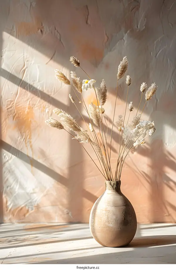Dried Flowers in a Vase with Natural Light