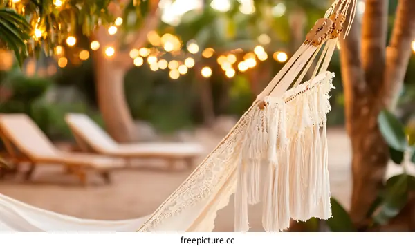 Relaxing Hammock With Boho Vibes in a Tropical Garden