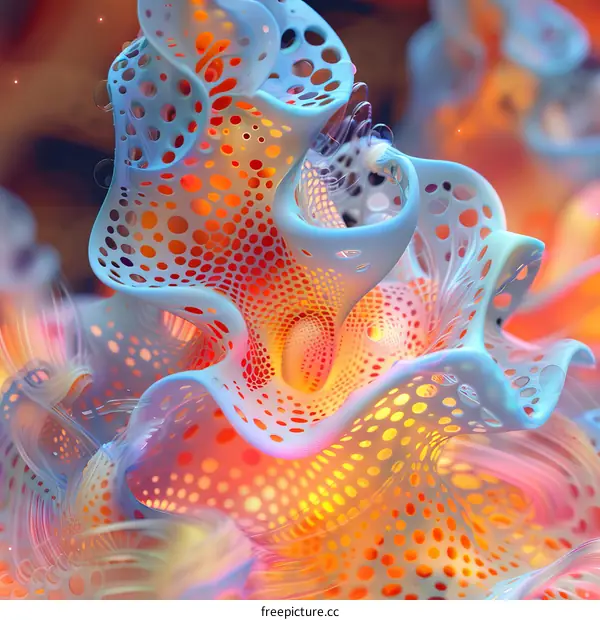 Blue and orange glowing alien flower