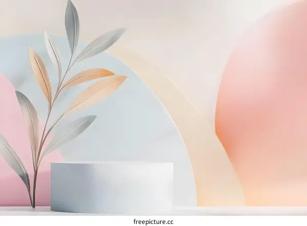 Abstract Background with Pastel Colors and  Leaf Branch for Product Display