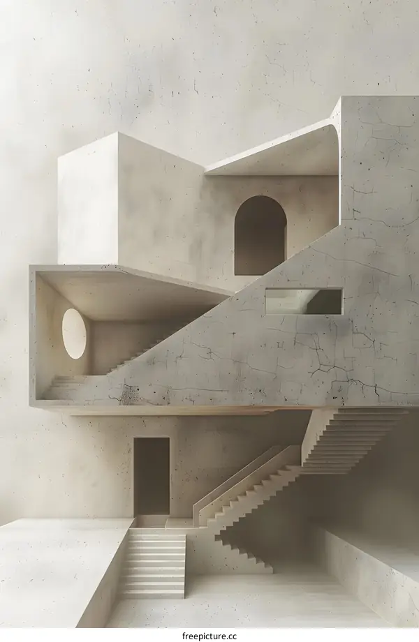 beige concrete building with stairs and arch