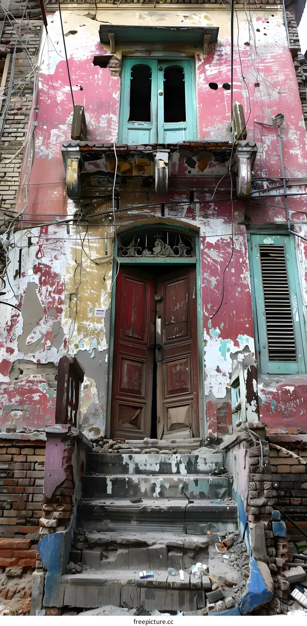 weathered shabby rundown decrepit house