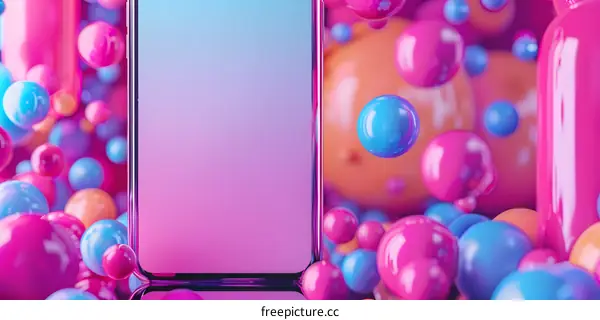 Abstract 3D Background With Gradient Colors and Spheres
