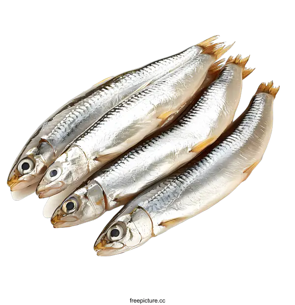 [Transparent Background PNG]Four Silver Fish on White Background
