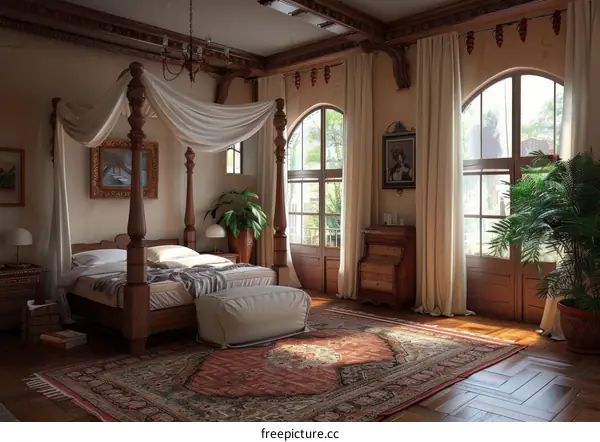 Elegant Bedroom with Four-Poster Bed