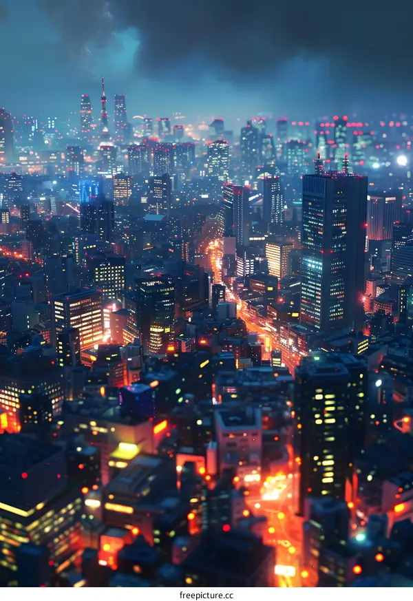 俯瞰夜景的城市