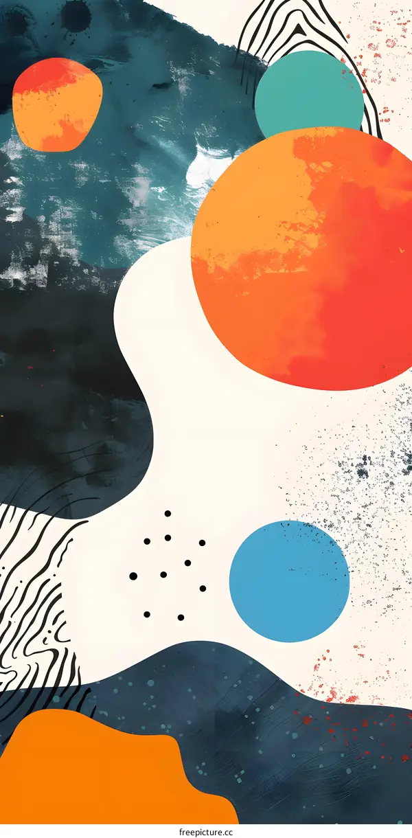 Abstract Art with Geometric Shapes and Watercolor Elements