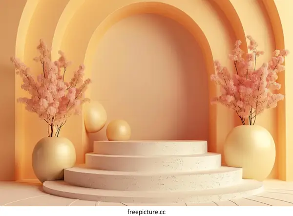 Pastel Orange and Pink Aesthetic Display Product Showcase