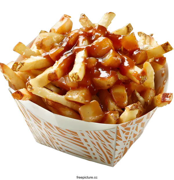 [Transparent Background PNG]A container of Canadian poutine