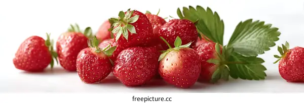 Fresh Strawberries Close-Up on White Background