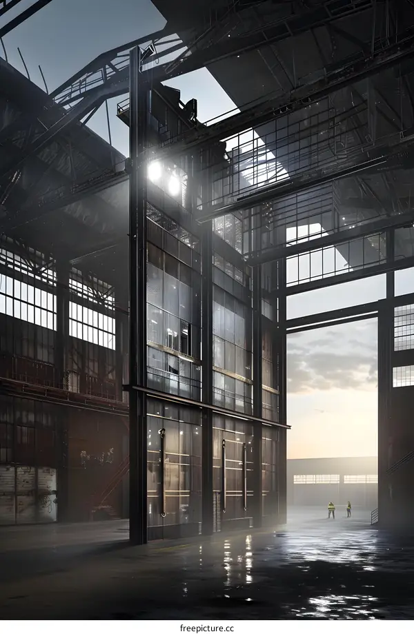 Industrial Building With Two People In The Distance