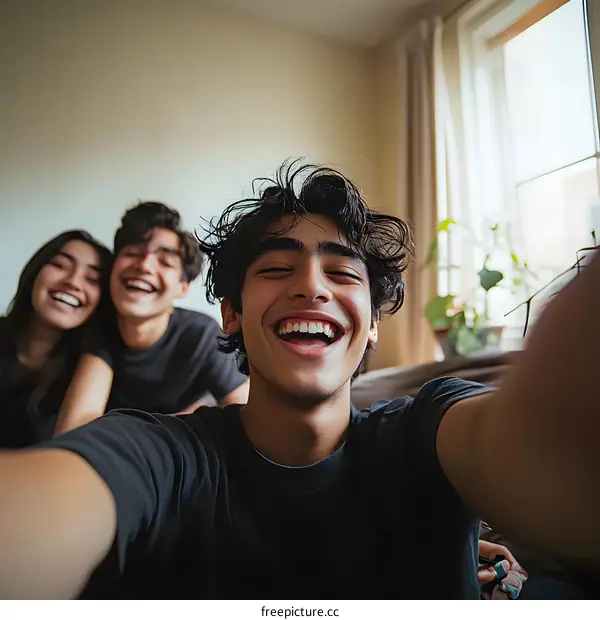 Group of Friends Taking Selfie While Laughing