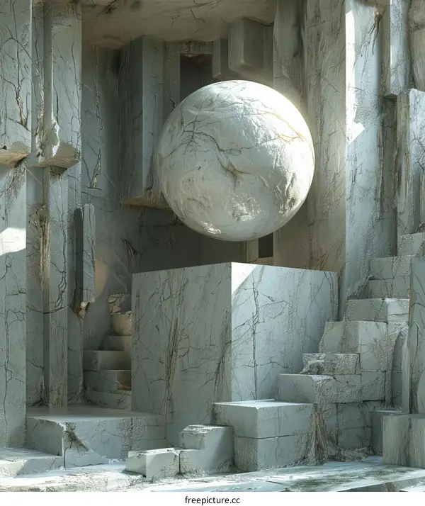 Abstract Marble Columns and Sphere