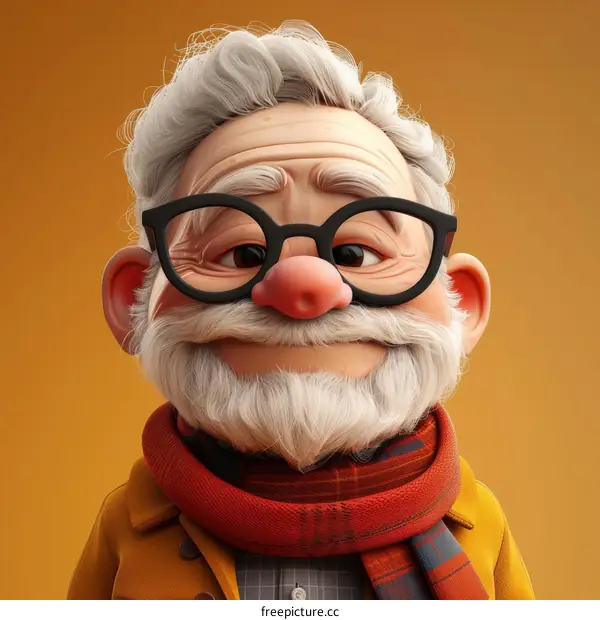 Portrait of an elderly man with glasses and a scarf