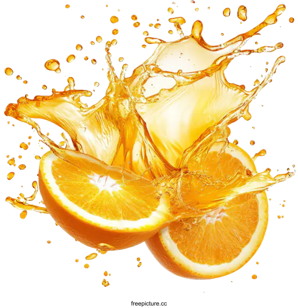 [Transparent Background PNG]Orange Juice Splash Food Illustration