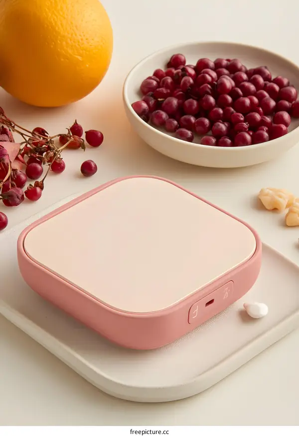 Pink Portable Charger with White Background