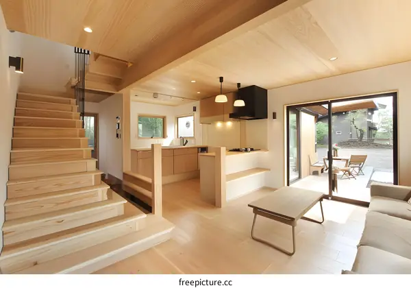 Modern Minimalist Wooden House Interior Design With Open Floor Plan