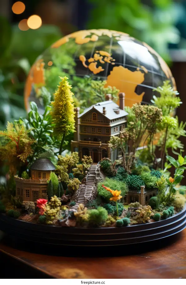 Miniature World Under a Glass Dome