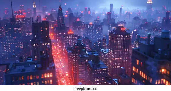 Neon Cityscape at Twilight