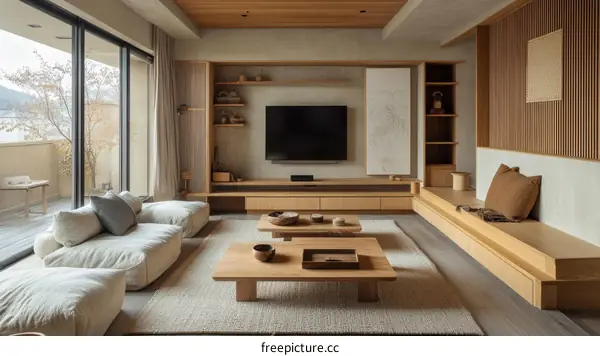 Modern Minimalist Wooden Living Room Design
