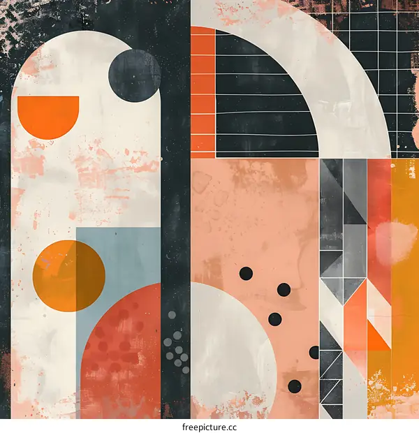 Abstract Geometric Shapes Artwork With Grunge Texture