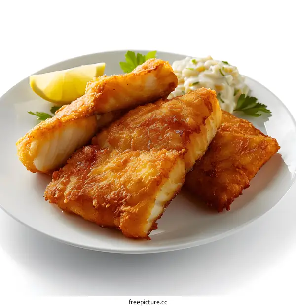 Fried fish with lemon and parsley