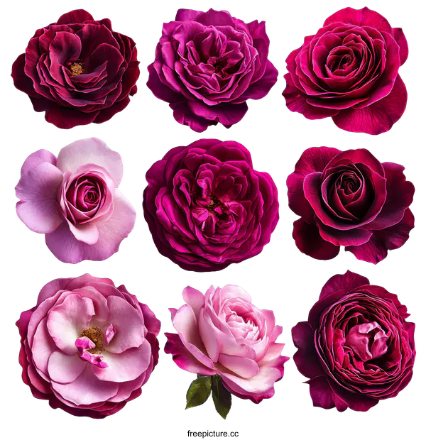 [Transparent Background PNG]A Collection of Vibrant Rose Flowers