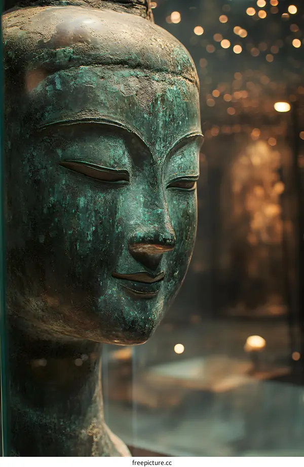Close Up of a Buddha Statue with a Peaceful Expression