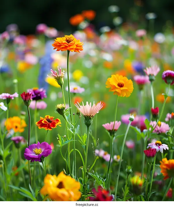 Close Up of Wildflowers Blooming in a Meadow