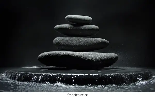 Zen Stones Balanced on Water Feature