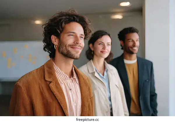 Three Diverse Colleagues Looking Forward