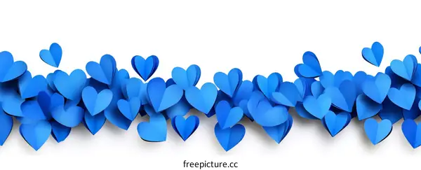 Blue Paper Hearts Background