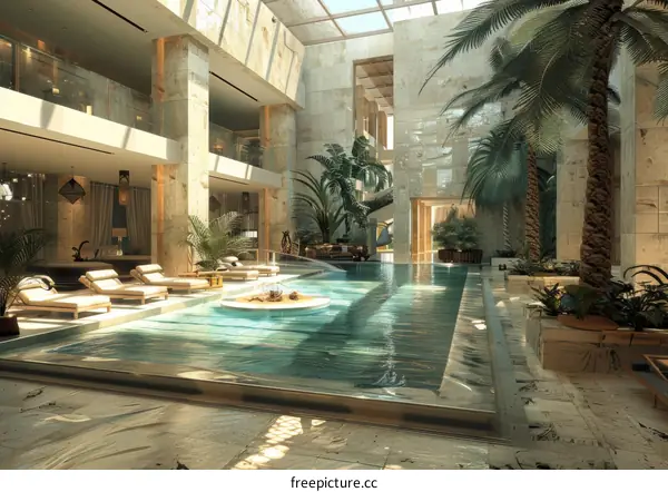 Luxury Indoor Tropical Spa Pool Design