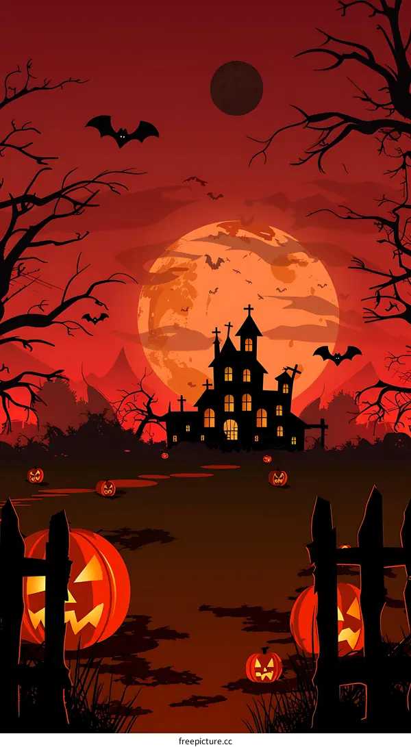 Haunted House Halloween Night Background