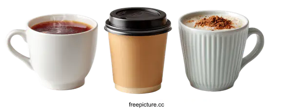 [Transparent Background PNG]Three Different Hot Beverages