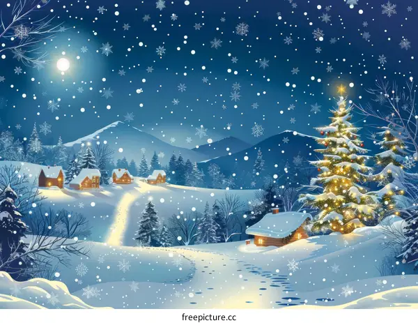 Snowy Christmas Eve Village