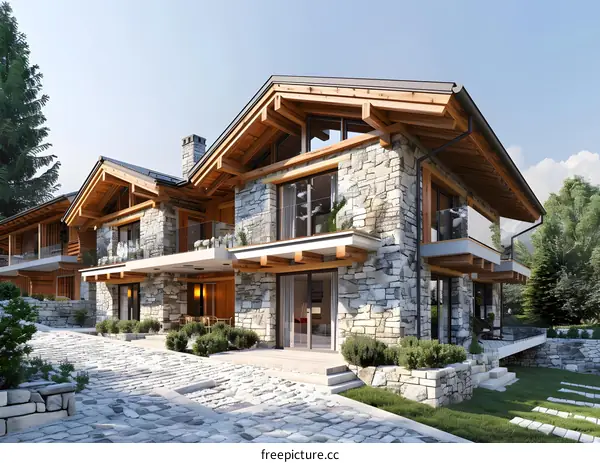 The beauty of wooden houses in the mountains