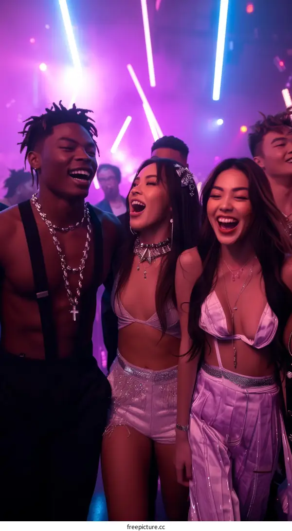 Multiracial friends dancing at a party