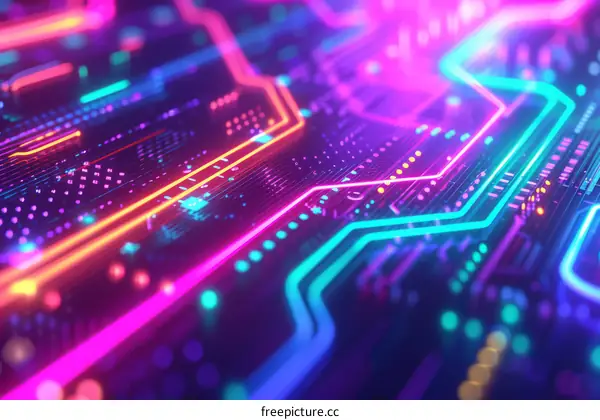 Colorful Glowing Circuit Board