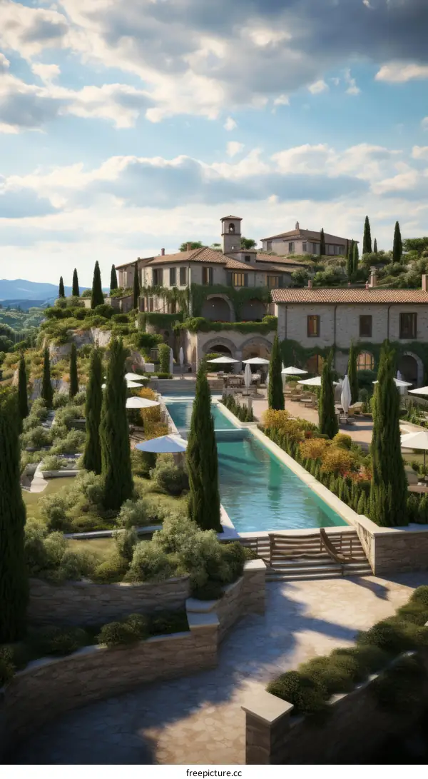 A beautiful Italian villa with a pool