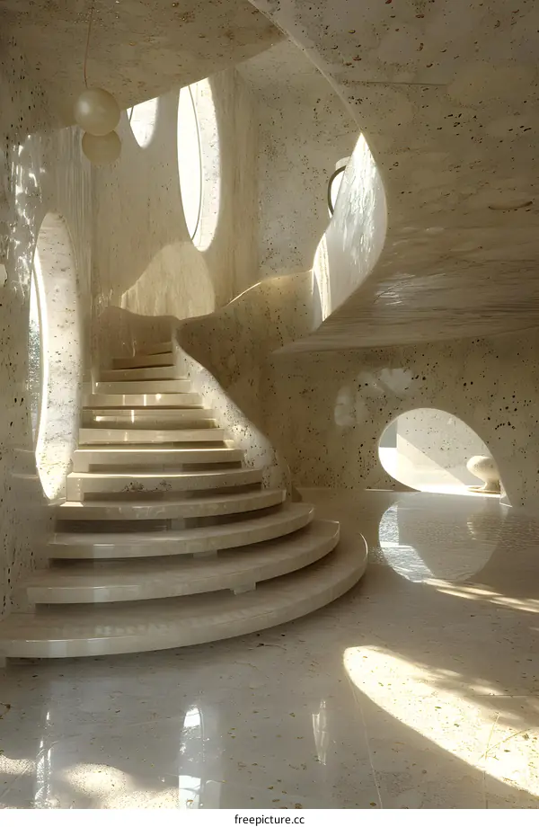 Marble staircase in a modern house