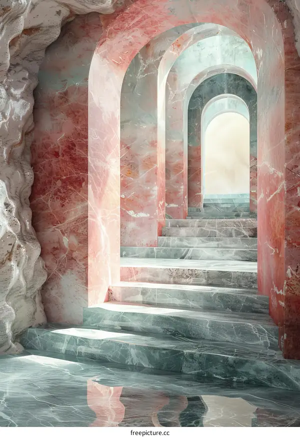 Marble Archway Staircase Illustration