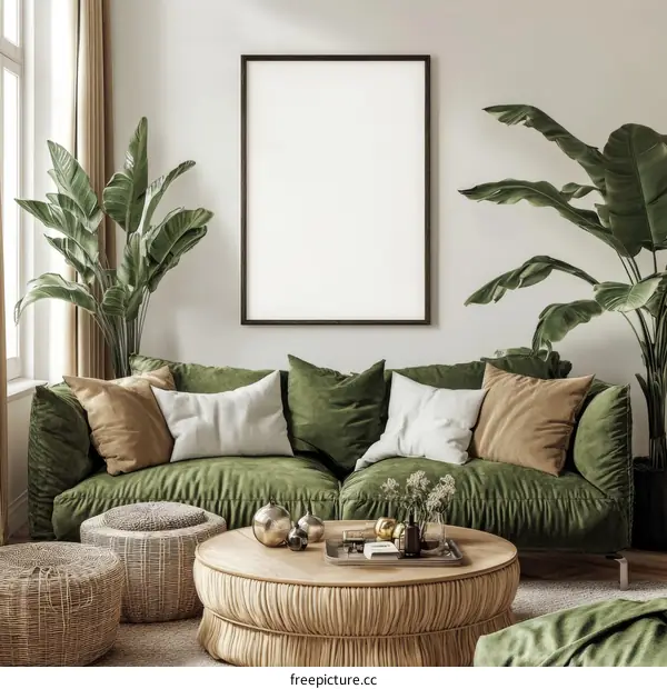 Modern Boho Living Room Mockup