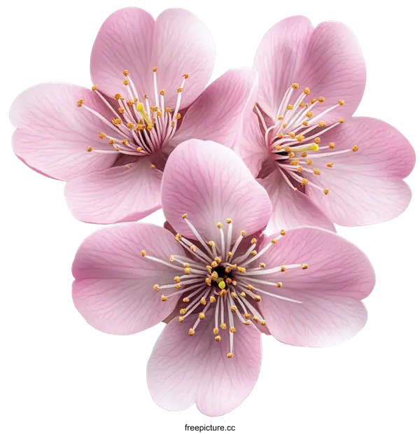 [Transparent Background PNG]Delicate Pink Blossoms in Close-Up