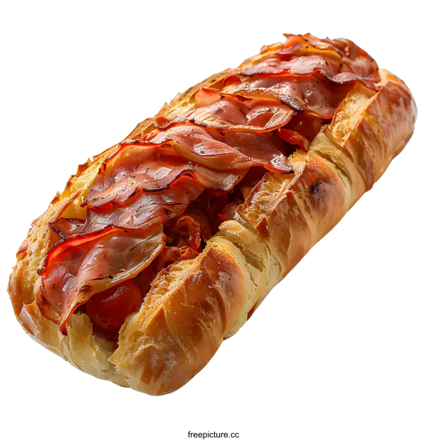 [Transparent Background PNG]Close Up Of A Baked Bread With Bacon