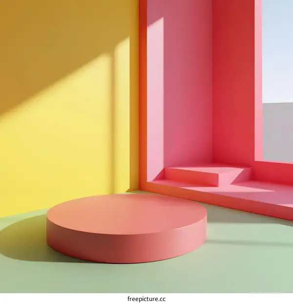 Minimalist 3D Render of Pastel Pink Product Display Stand
