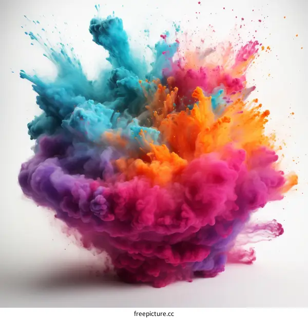 Colorful powder explosion on white background