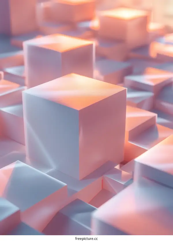 Abstract Pink and White 3D Cube Background
