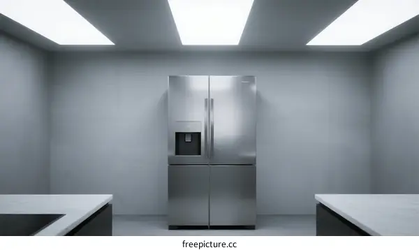 Stainless Steel Side by Side Refrigerator in Modern Kitchen