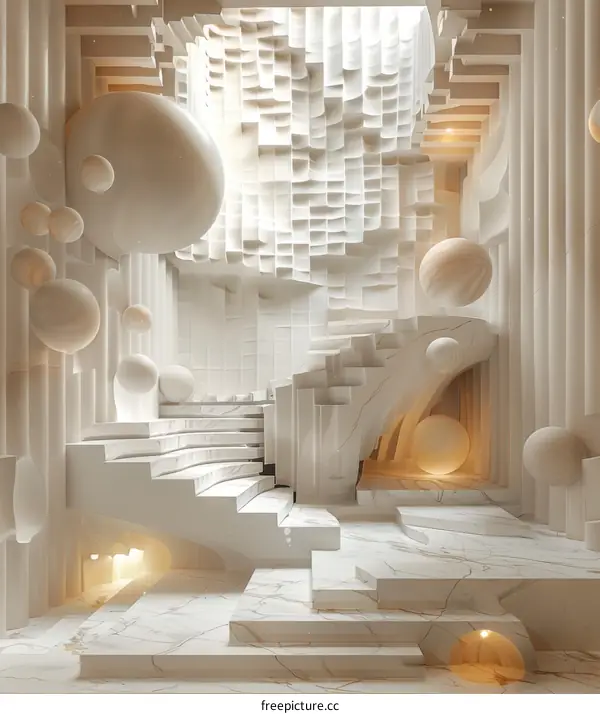 Staircase in 3D rendering